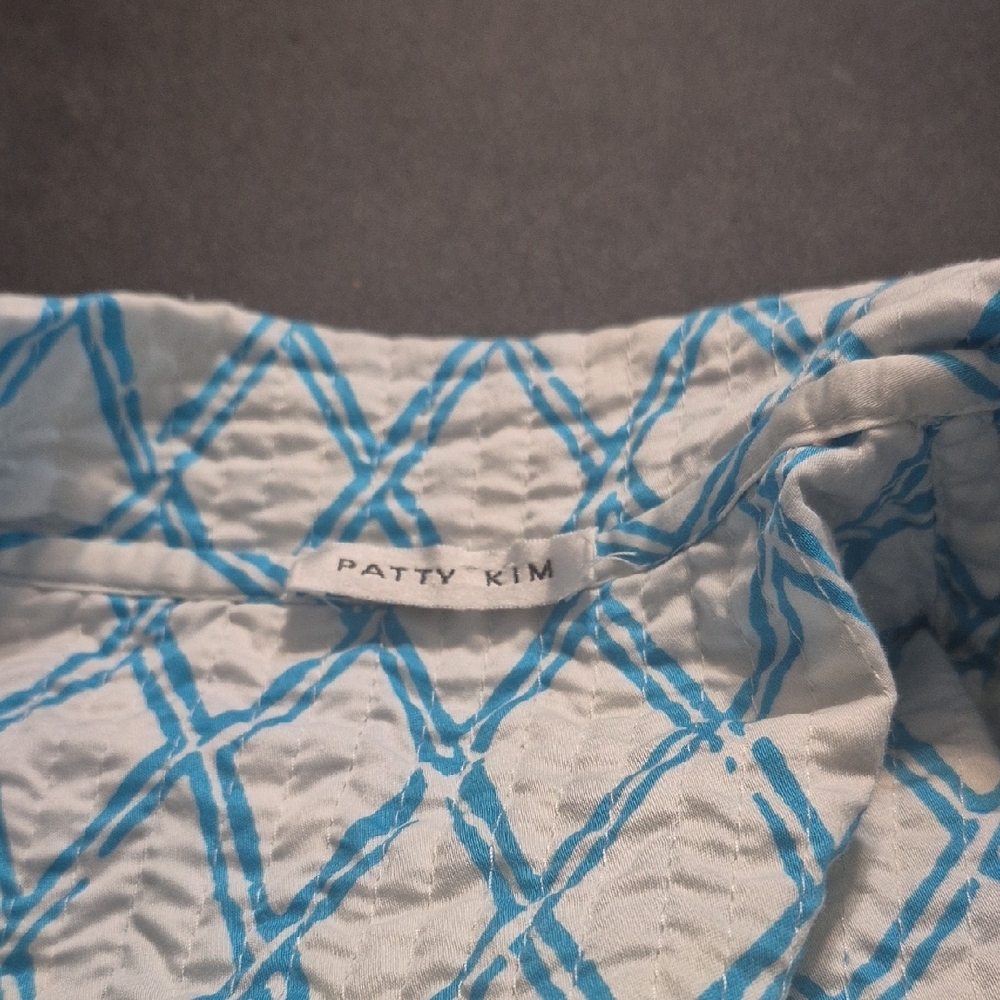 PATTY KIM Turquoise and White Quilted Jacket - Picture 5 of 5